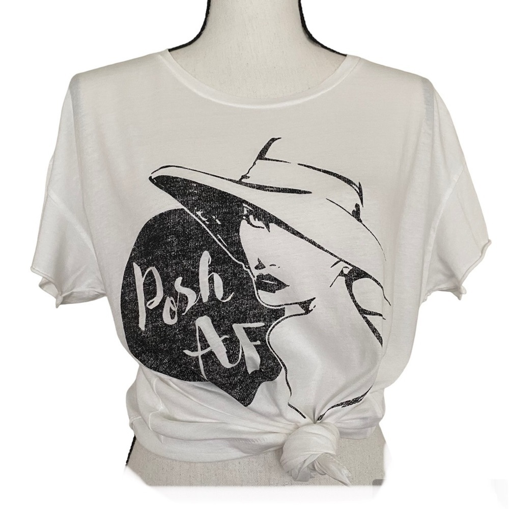 Posh AF Short Sleeve White Custom Tee Size Medium